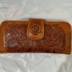 REAL LEATHER Long Woman’s Wallet From Guadalajara Mexico