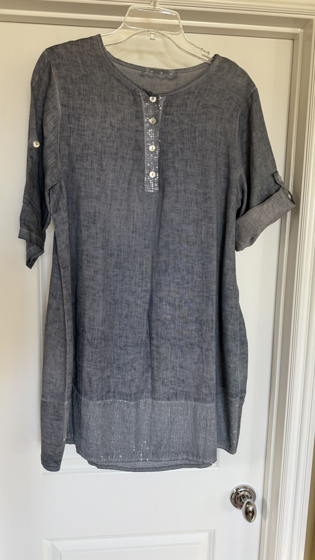 Ladies Tunic Dress, Italian Linen, Size M/L