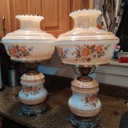 1971 Hurricane Lamps  Set Of 2 
