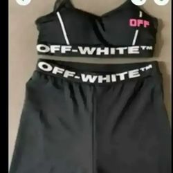SPORTS BRA n STRETCH PANTS...2-pc .. OFF WHITE. Set .... New . S-M-L - CHECK OUT MY PAGE FOR MORE ITEMS