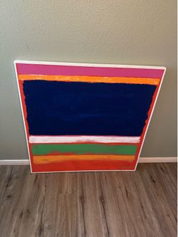 Vibrant Vintage 43” X 43” X 1.5” Framed Abstract Local Art Mary Lampros 1978
