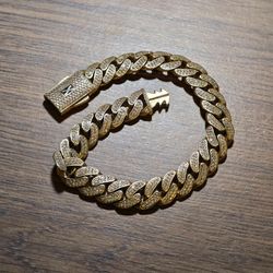 Men's 14K (.585 fine) Gold w/Diamond Bracelet + Chain