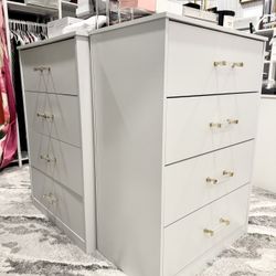 Set of 3 Custom 4-Drawer Closet Wardrobe Organizer Dressers w/ Gold Acrylic Handles