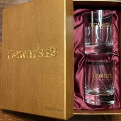 2 DEWAR'S 12 Scotch Whisky Rocks Glasses Set lowball glass whiskey