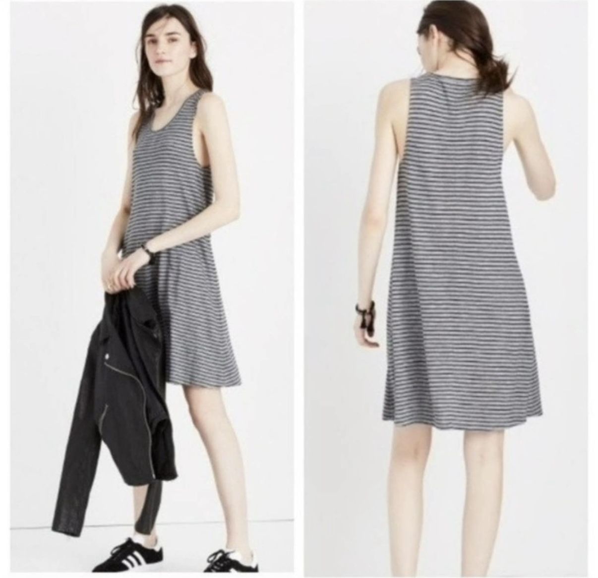 Madewell Gray & Black Striped Tank Dress - Size Medium