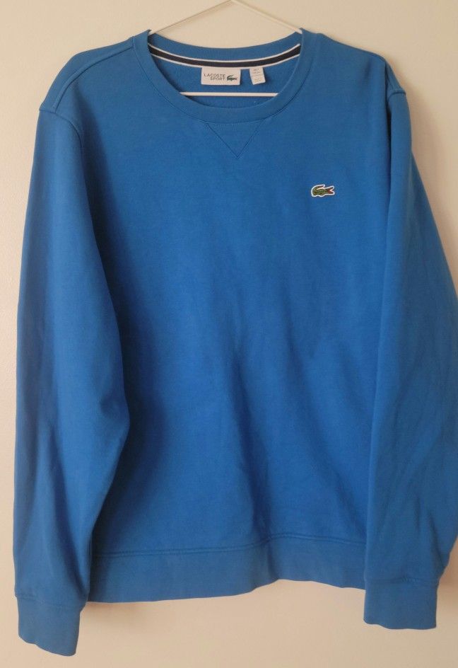Lacoste Heavy Cotton Blue Sweatshirt Classic Fit Pullover Gator Pre-owned