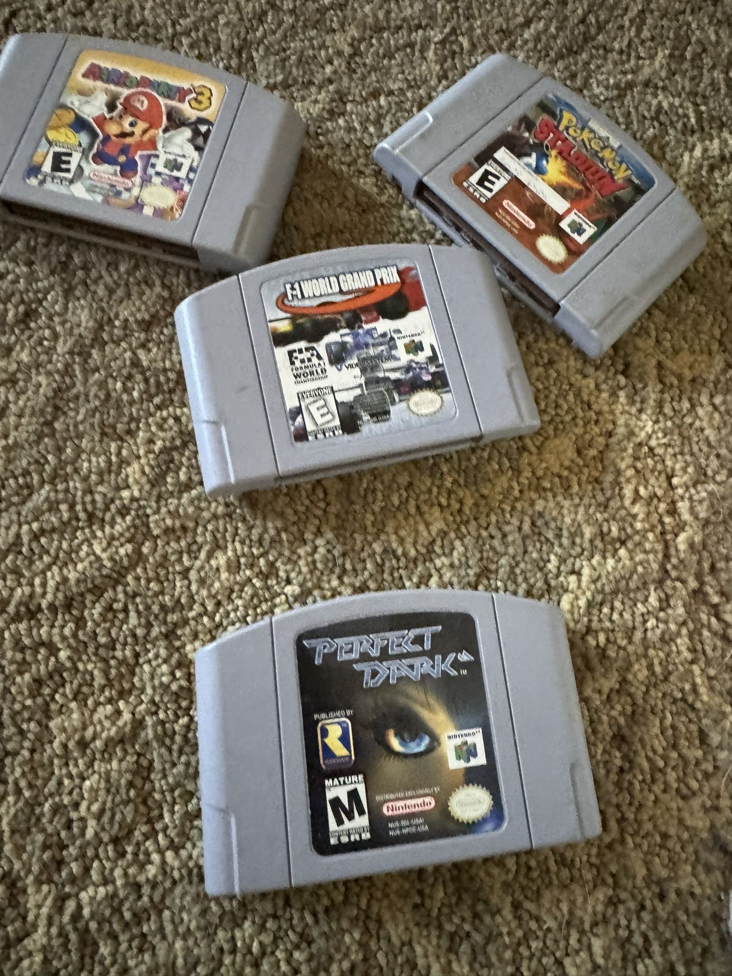Mario Party 3, Pokémon stadium, Perfect Dark, F-1 World Grand Prix - Nintendo 64