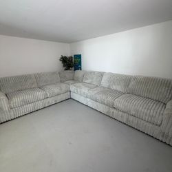 Ashley "Stupendous" Gray 4-Piece Corduroy Sectional