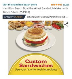 Hamilton Beach 25490 Silver Dual Breakfast Sandwich Maker 