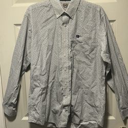 Cinch Long Sleeve Button Down Shirt White Size Small