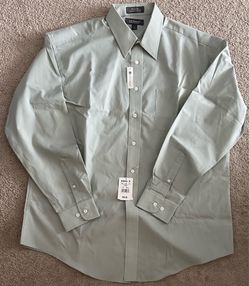 NWT Croft & Barrow Men's Broadcloth Wrinkle Resistant Dress Shirt - Light Sage Green Size 17-36