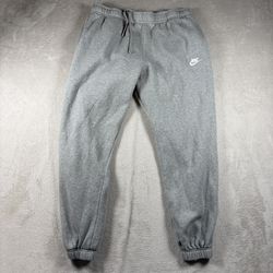 Nike Joggers Sweatpants Men’s 2XL Gray Swoosh Logo Drawstring Fleece #1772