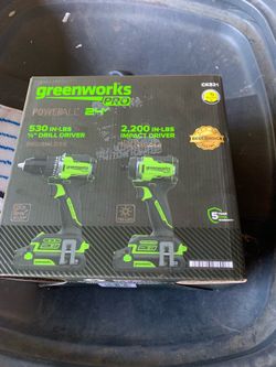 Greenworks 1/2” drill driver and impact driver BRAND NEW !