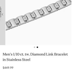 Men’s 1/10 Ct. Tw. Diamond Link Bracelet In Stainless steel
