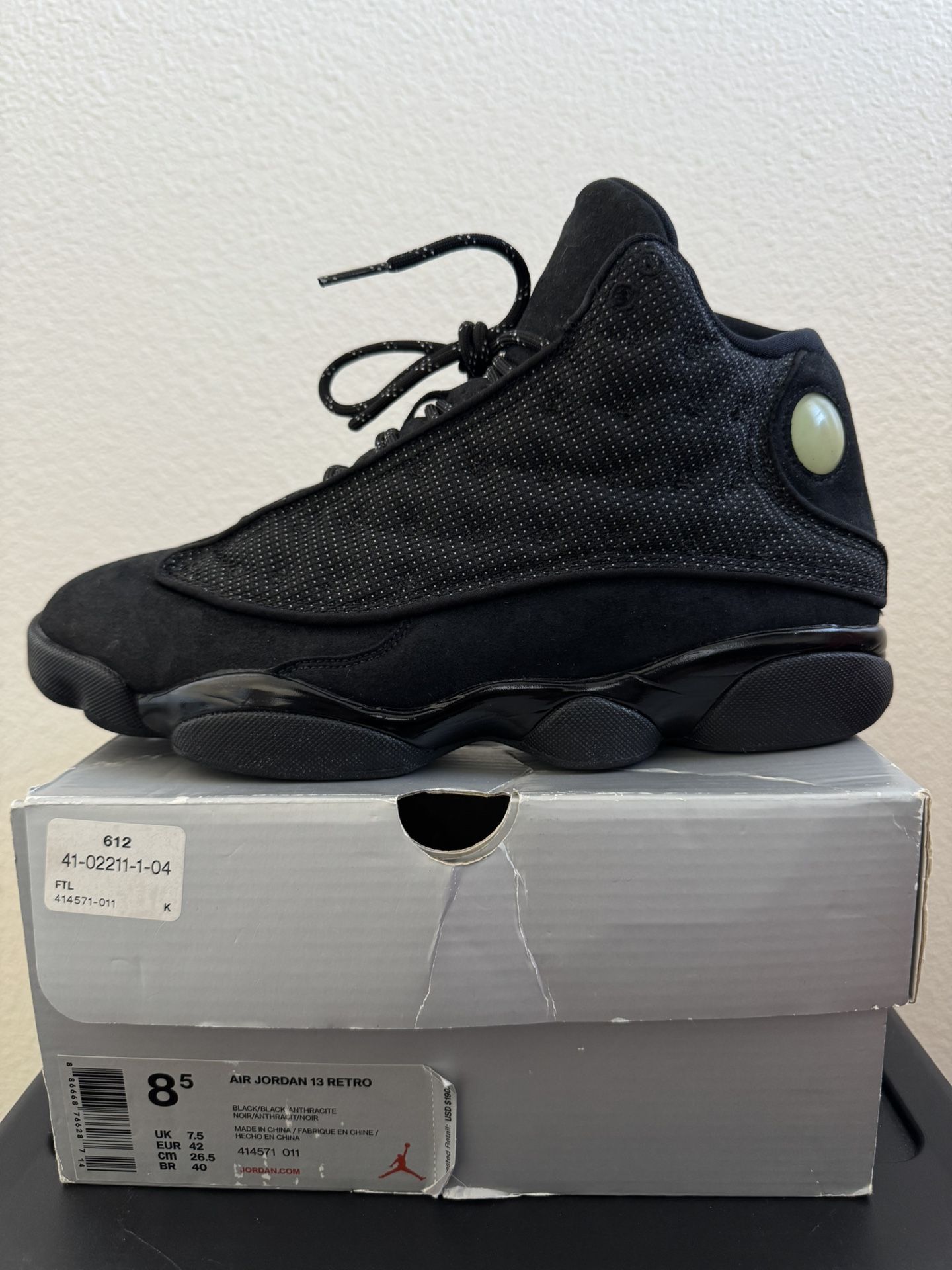 Jordan 13 Retro Black Cat OG Size 8.5 Mens -$240!!!
