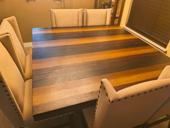 1 YEAR OLD TABLE/UPHOLSTERED CHAIRS