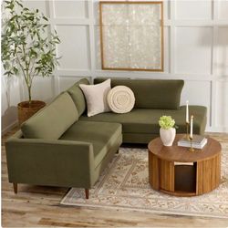 World Market Green Velvet Right Facing Sectional Sofa