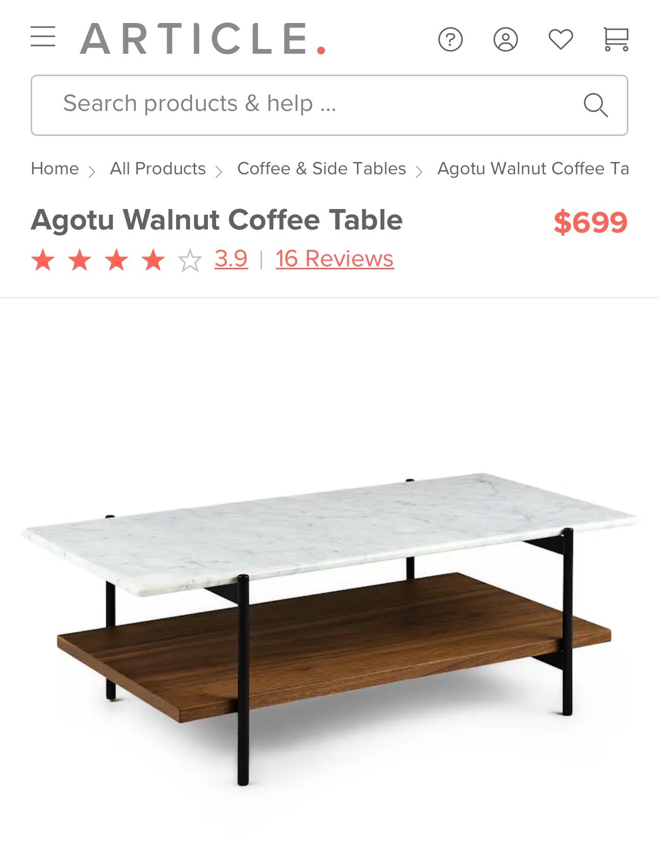 Article Furniture Coffee Table