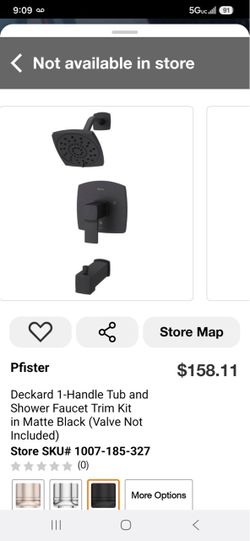 Deckard 1-Handle Tub and Shower Faucet Trim Kit in Matte Black