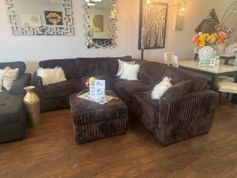 Brown sectional & Ottoman