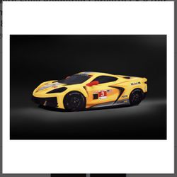 Premium Indoor Car Cover in Yellow with Fully Rendered Corvette C8.R (for models with High Wing Spoiler) - GM ((contact info removed)4)
