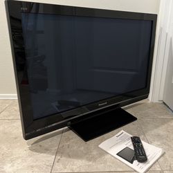 Panasonic 42” Plasma TV W/ Remote & Manual -Viera HDTV Television