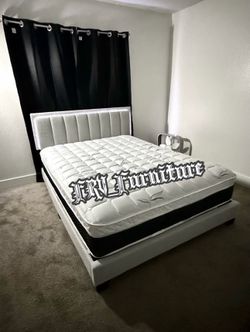 New Queen bed frame with mattress