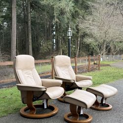 Ekornes Stressless  Chair And Ottoman Set Of 2 