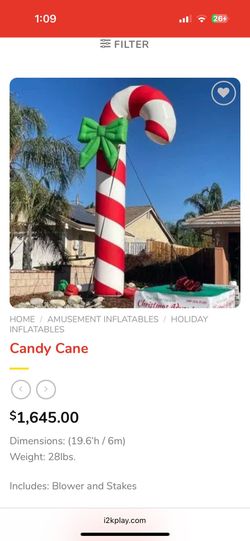 Large Inflatable Candy Cane
