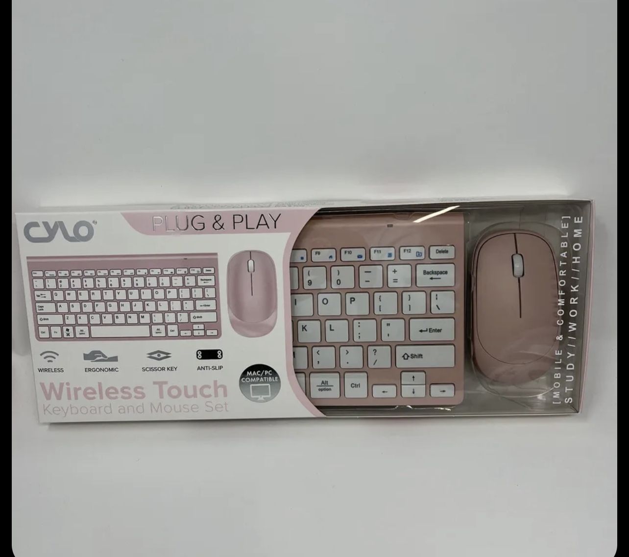 new wireless pink keyboard and mouse set