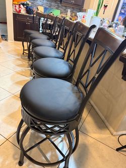 set of 6 new heavy metal cushion black counter height bar stool swivel sturdy