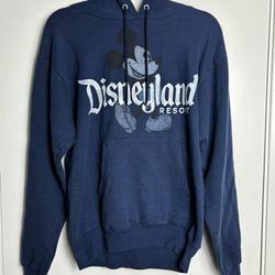 Disneyland Resort Hoodie Sweatshirt Mickey Mouse Blue Hanes SZ SM Navy blue