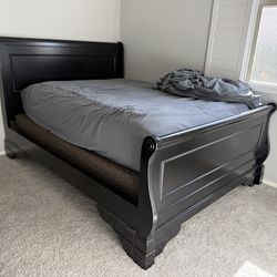 BLACK BEDROOM SET (DRESSER + QUEEN BED FRAME + BOXSPRING)