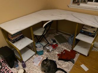 White Marble corner desk