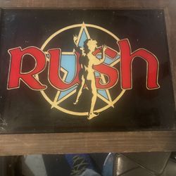 1976 Rush Starman, Carnival Mirror, Vintage Framed Black Glitter