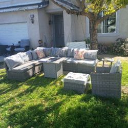 Patio Sofa Set With Fire Pit Propane Club Chair Ottoman Brand New Outdoor Mix Match Patio Furniture Set 🆕🚎🚛🆕