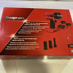 Snap-on 18v 1/2” Drive MonsterLithium Cordless Impact Wrench Kit with Lug Nut Socket Set