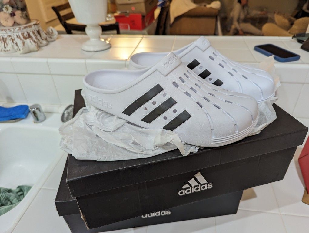 adidas Crocs black and white size 13