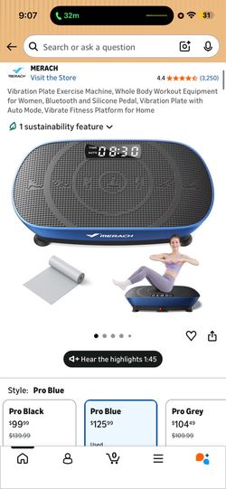 Vibration Plate Exercise Machine, Whole Body Workout Equipment for Women, Bluetooth and Silicone Pedal, Vibration Plate with Auto Mode, Vibrate Fitnes