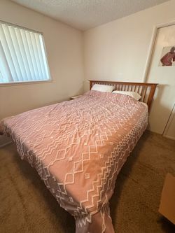 Queen bed frame & matching dresser. Mattress and box spring free with purchase.