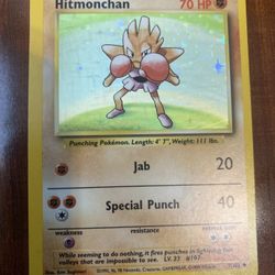 Pokemon Hitmonchan 7/102 Base Set Unlimited Vintage Holo Rare MP/HP