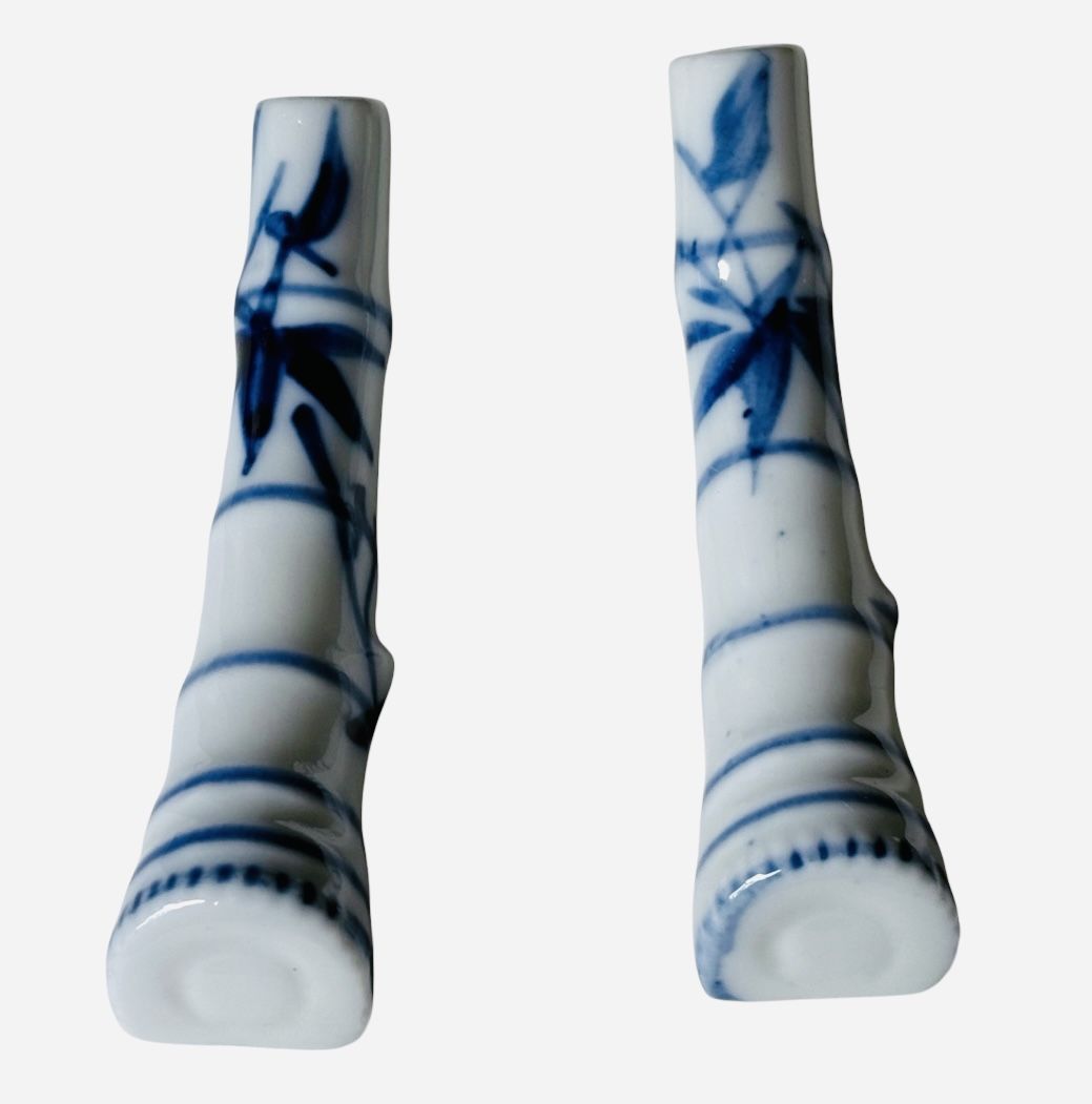 Set of 2 Vintage Porcelain Chopstick Rest Holders