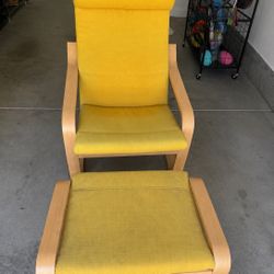 IKEA POÄNG Chair + Ottoman – Yellow