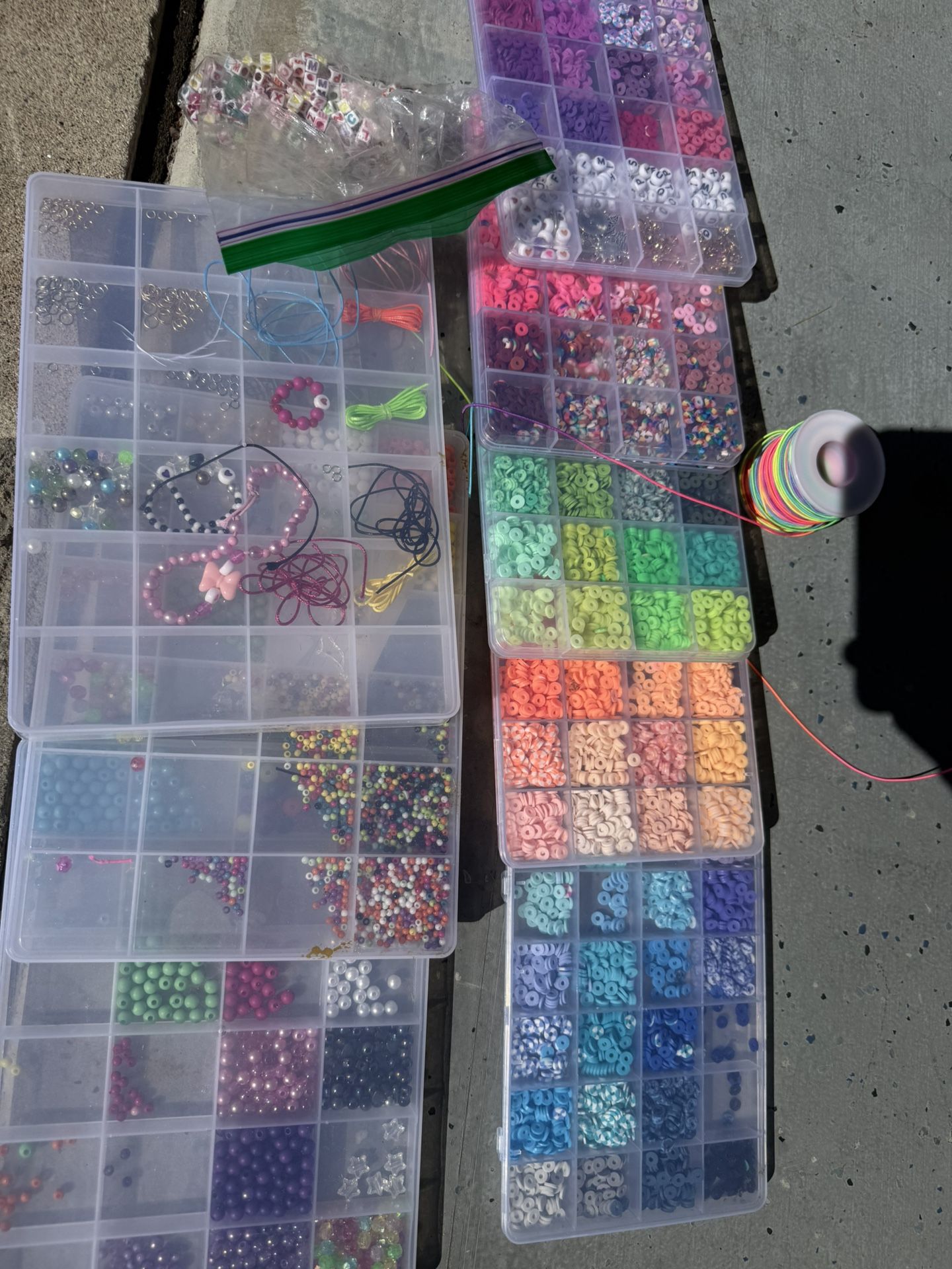 Beads, String And Various Feathers