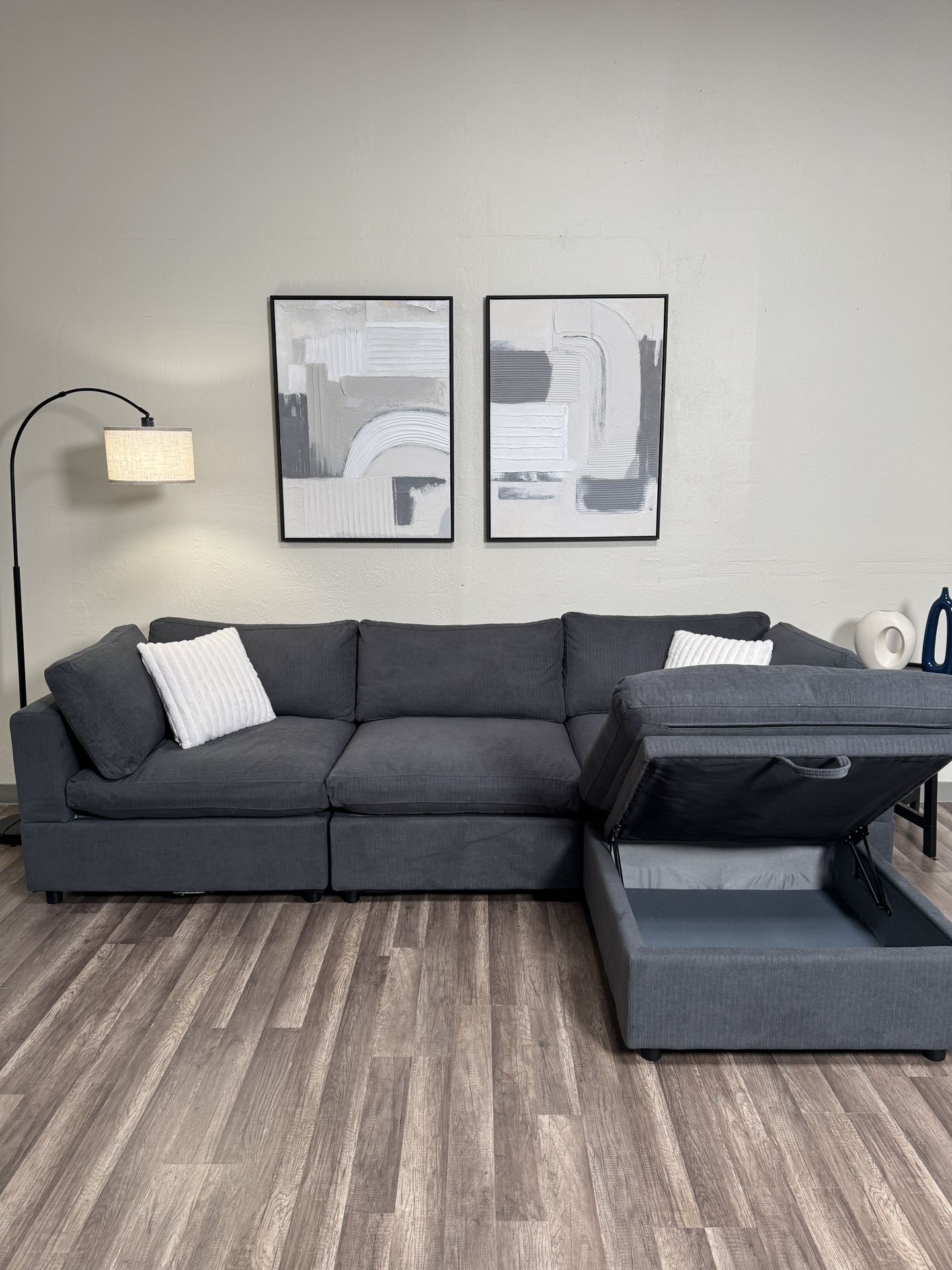 New In Box 4 Piece Gray Cloud Modular Sectional Couch - Free Delivery
