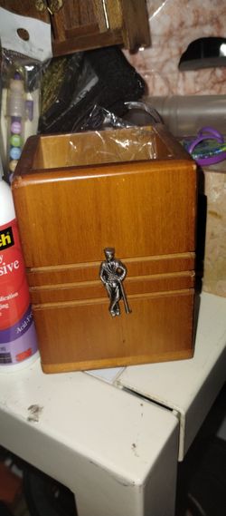 Vintage Wooden Box with Metal Figure Clasp
