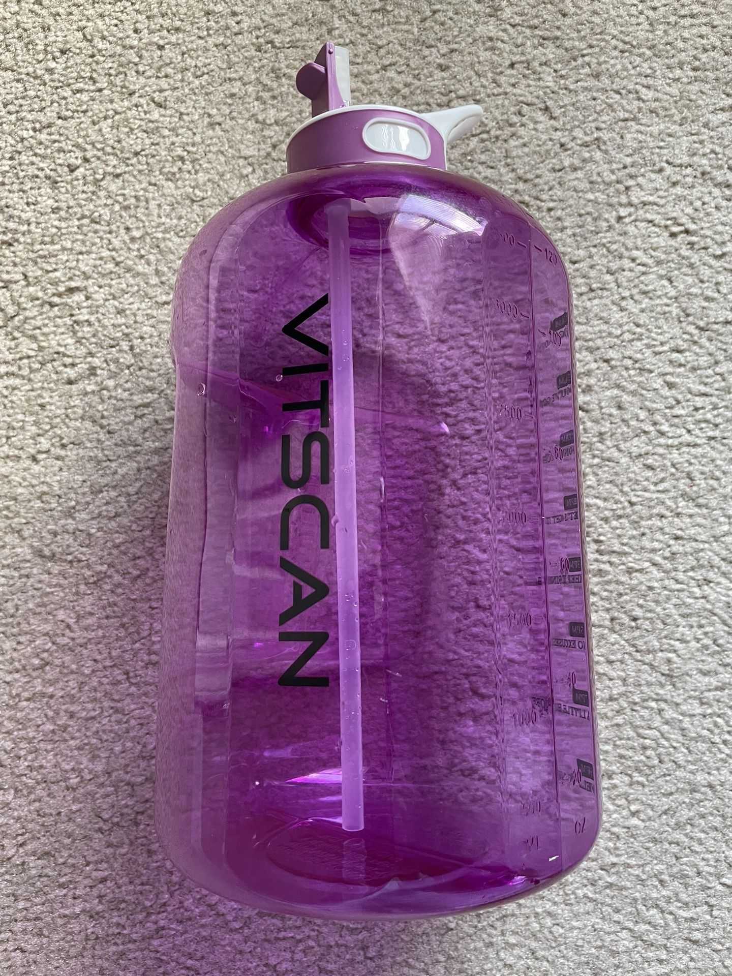 Big Water Bottle - 4.1 Liters/ 1.08 Gallons Purple - Gym Hike Walk Run Home Office - VITSCAN