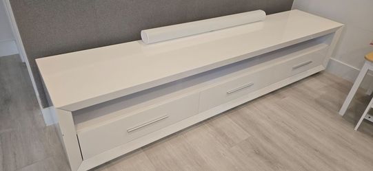 White Gloss TV Stand with Drawers