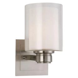 1-Light Indoor Nickel Bath or Vanity Wall Mount 