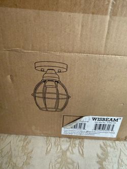 NEW 2-Pack Industrial Cage Ceiling Lights - Matte Black/Bronze
